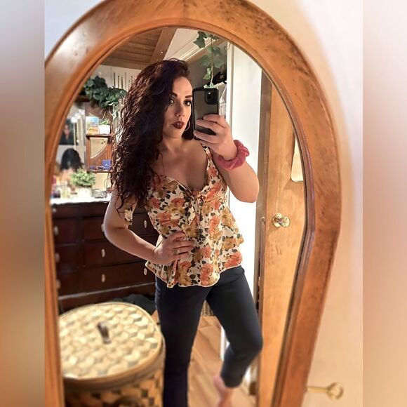 Top – Size Small Floral Mermaid-Style Tie-Shoulder - Picture 2 of 2